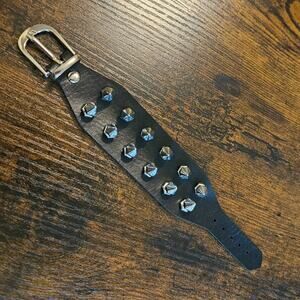 Boutique Silver-Tone Studded Rocker Cuff Bracelet ~ Rock Punk Emo Goth Grunge